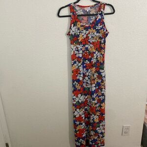 Lularoe- Dani long maxi dress - bright orange and purple floral print-size small